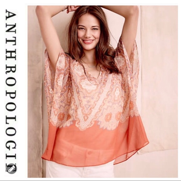 Anthropologie Tops - 💕SALE💕Anthropologie Maeve Nalina Coral Silk Top